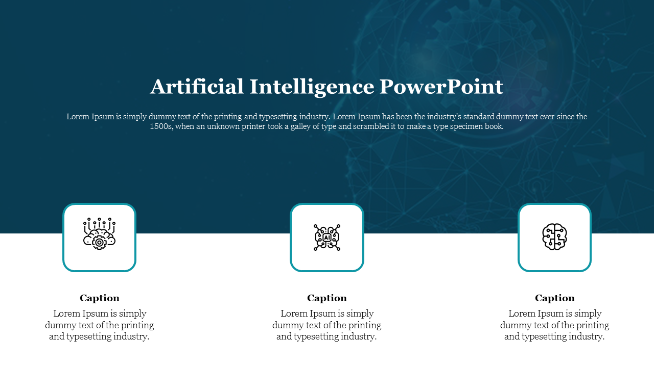 Slide from an artificial intelligence with a title and descriptive text, highlighting key AI components and technologies.