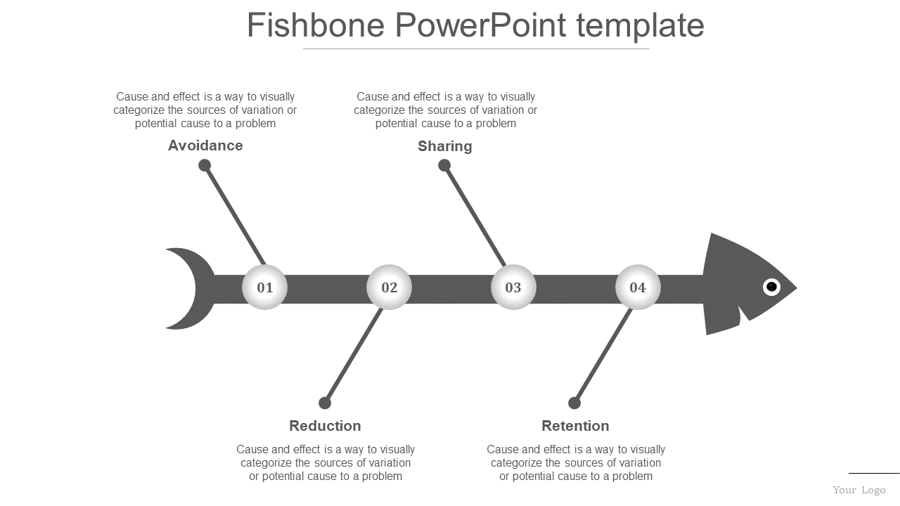 Astounding Fish Bone PowerPoint Presentation With Four Node