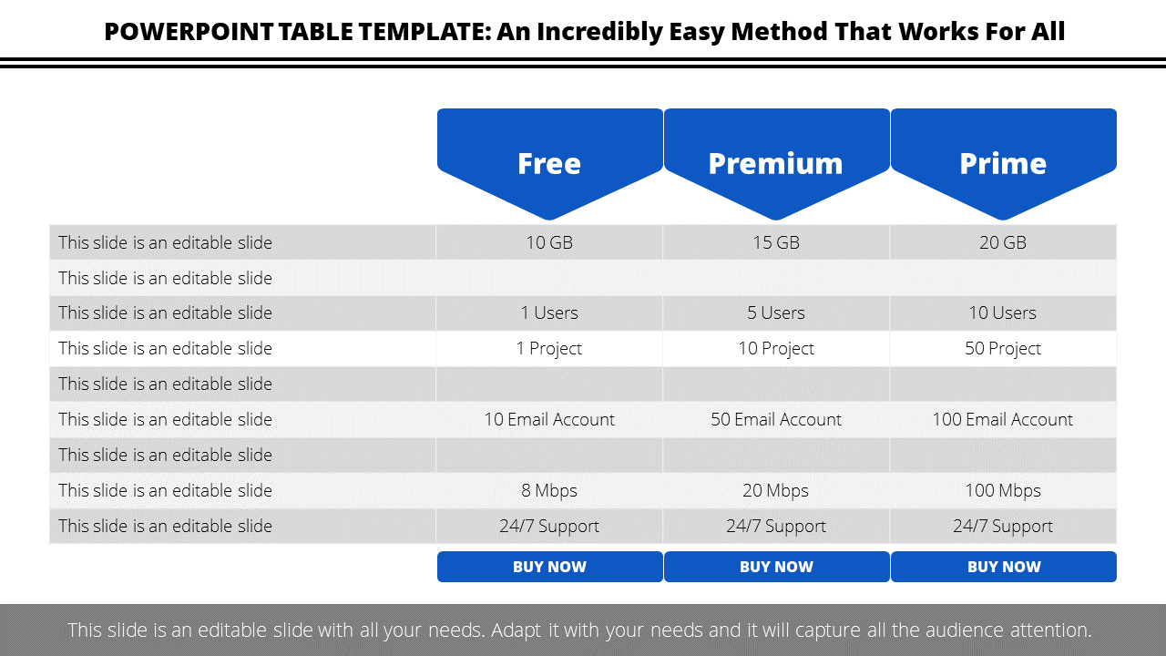 Download PowerPoint Table Template Presentation Slide