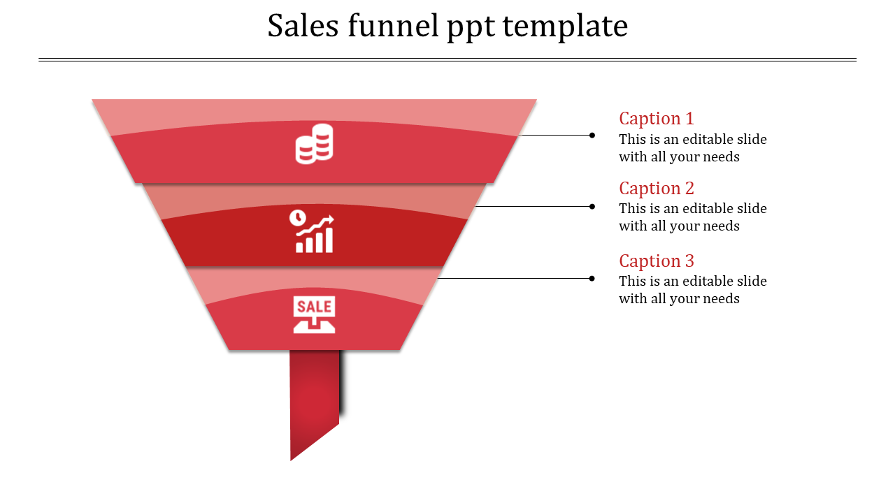 Awesome Sales Funnel PPT Template with Three Nodes Slides