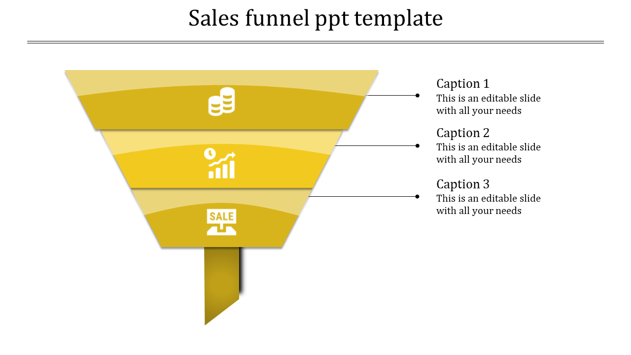 Use Sales Funnel PPT Template In Yellow Color Slide