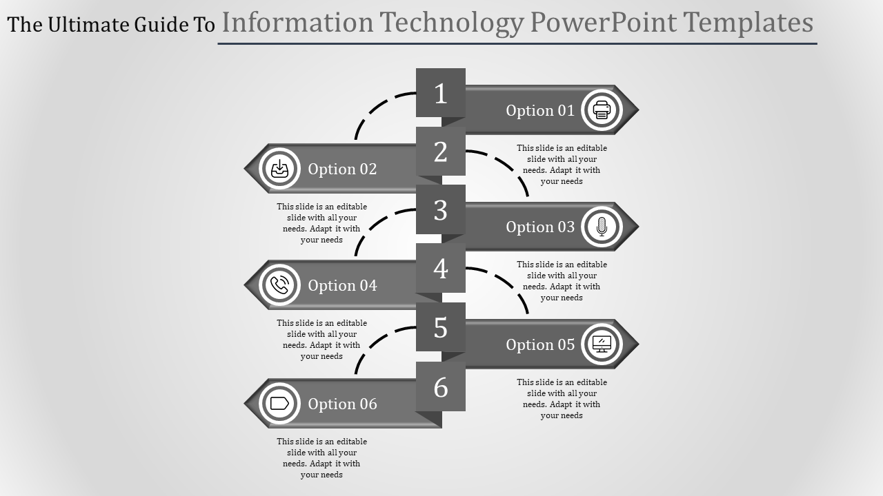 Arrow model information technology PowerPoint templates