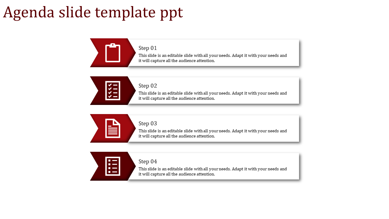 Continuous Agenda PowerPoint Design For Presentation