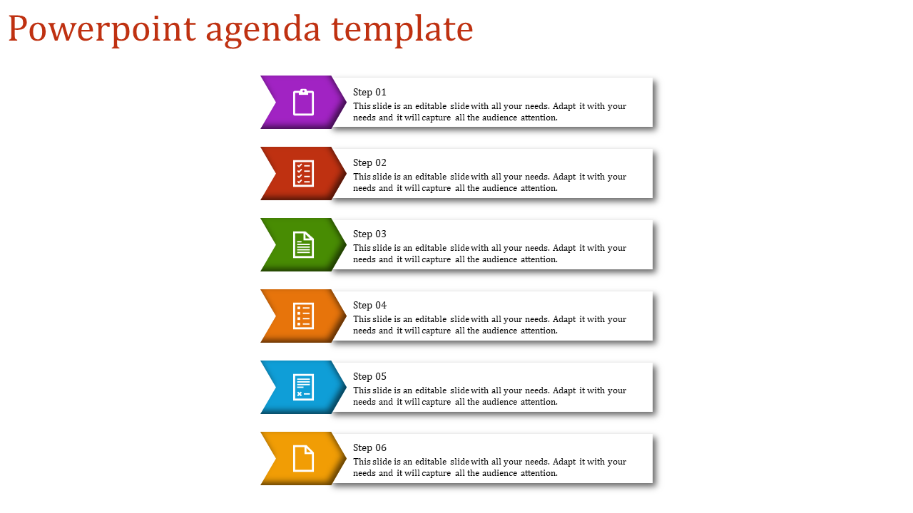 Agenda PPT and Google Slides with Six Noded Design