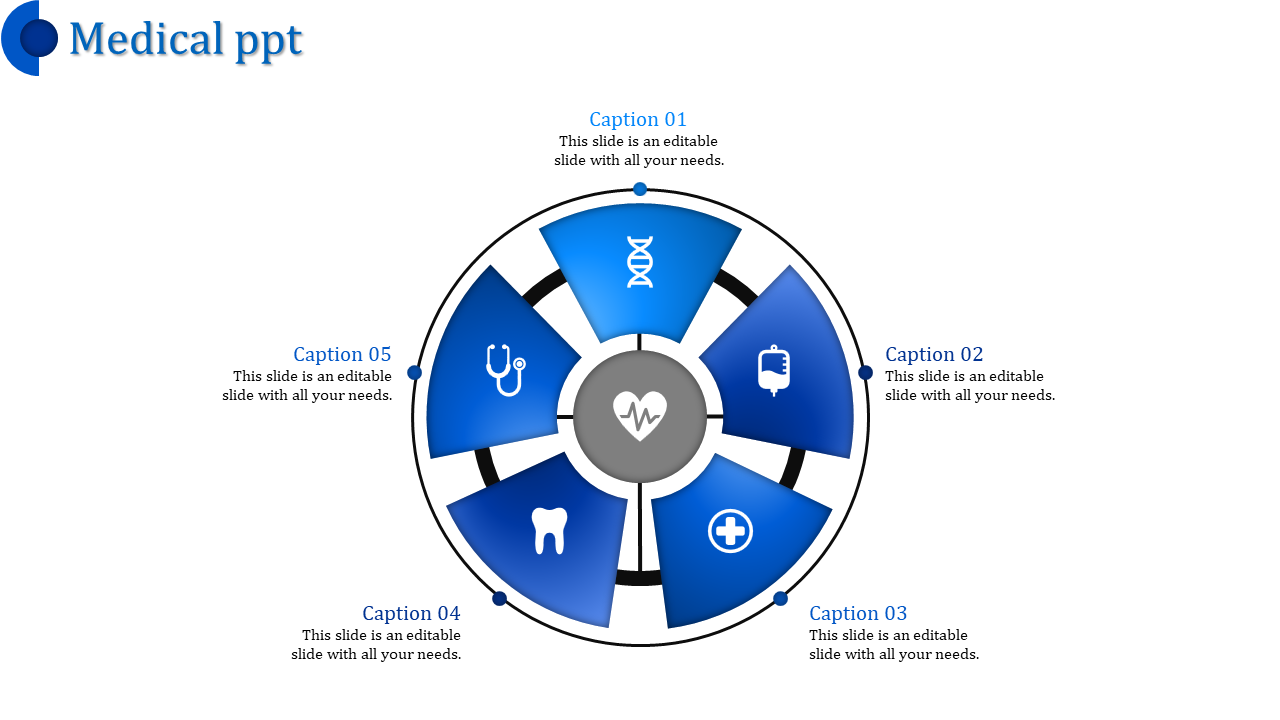 Five Nodes Medical PowerPoint Template And Google Slides