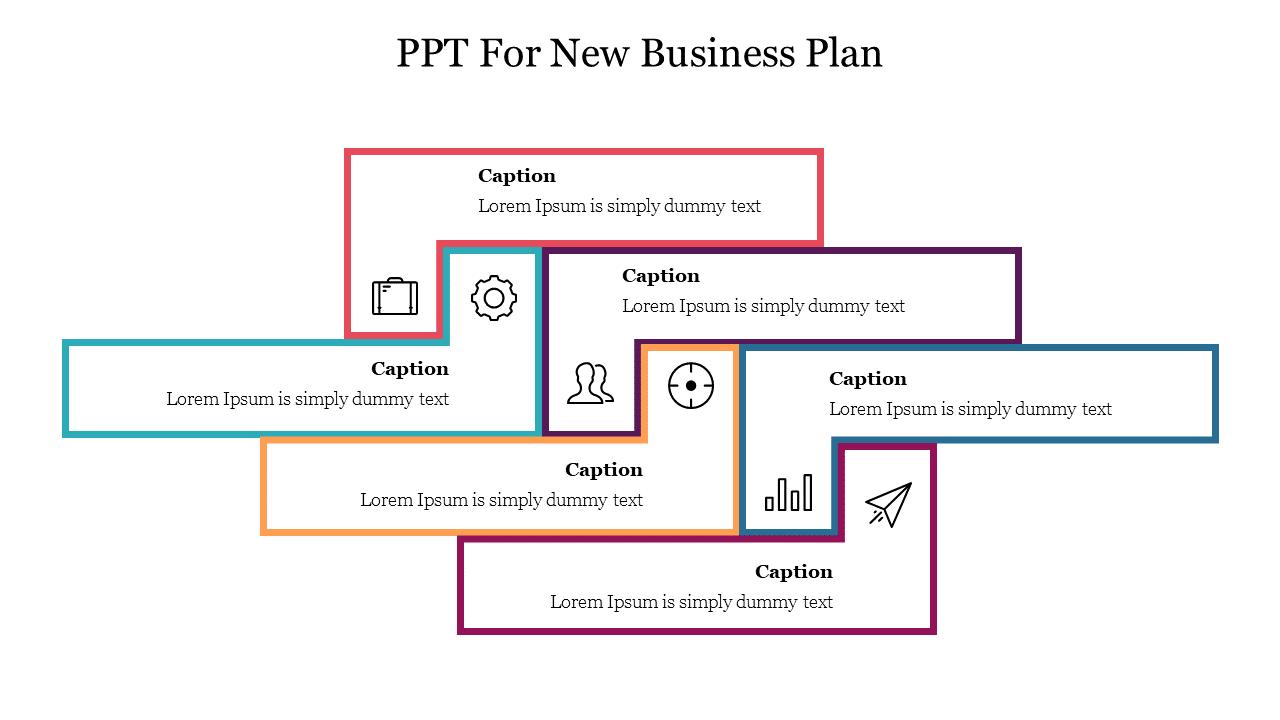 Complex rectangular grid layout with six sections showcasing business-related icons such as tools, teamwork, and progress.