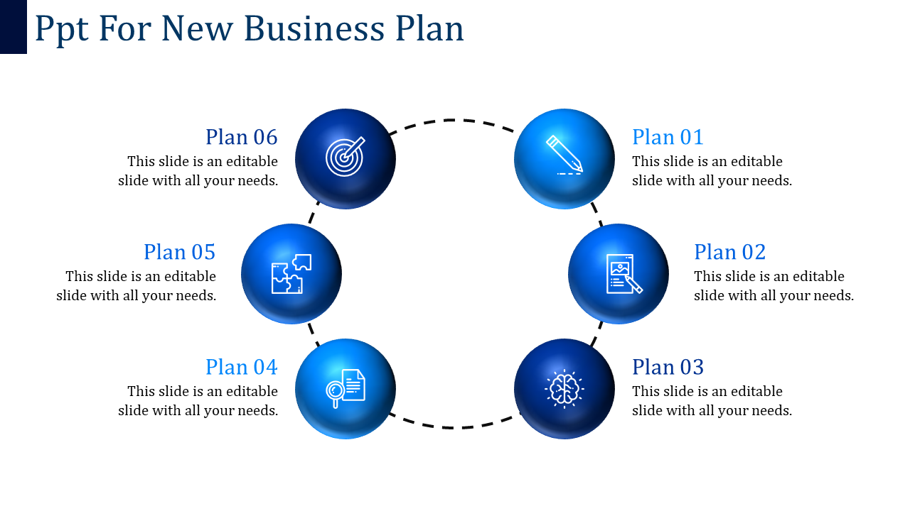 Amazing PPT For New Business Plan and Google slides In Circle Slide Model