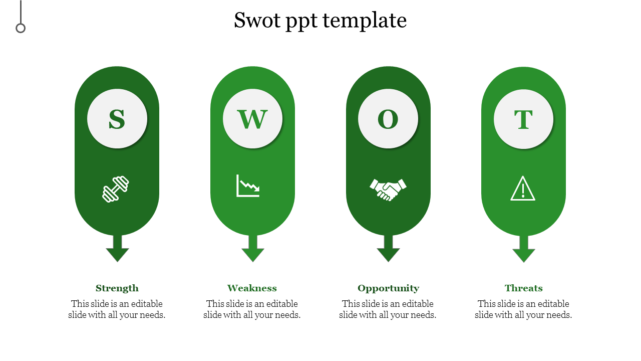 Affordable SWOT PPT Template With Green Color Slide