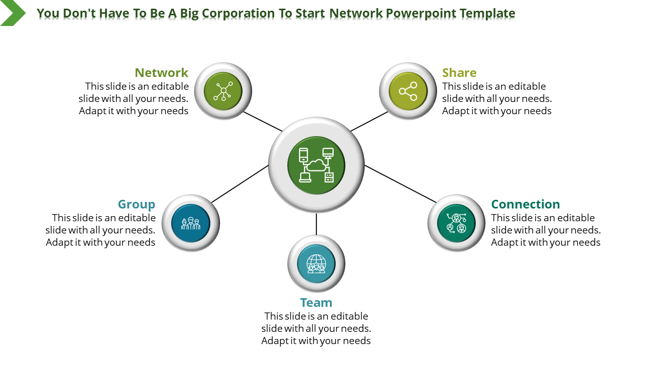 Astounding Network PowerPoint Template with Five Nodes