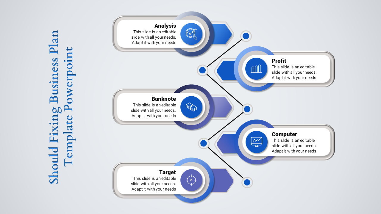 Awesome Business Plan Template PowerPoint with Four Nodes