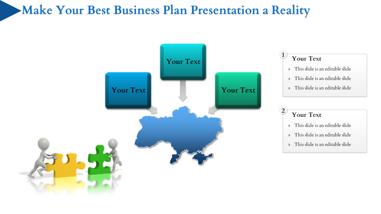 Business Plan Presentation With World Map and Puzzles