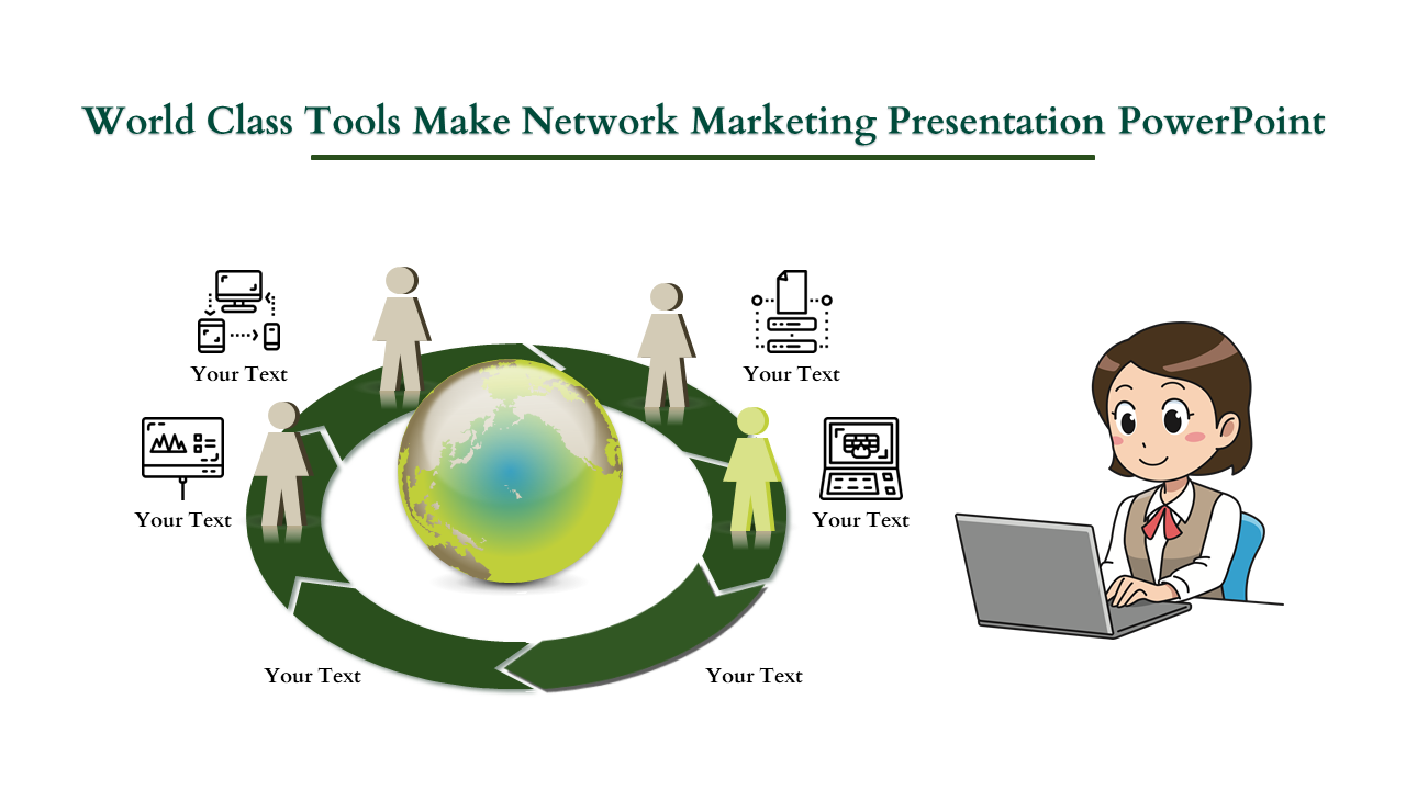  Network marketing business plan with nodes representing different elements, including placeholder text areas for each node.