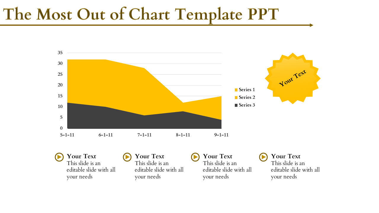 Layered area chart with Series 1 in yellow, Series 2 in orange, and Series 3 in black, showing data trends over time.