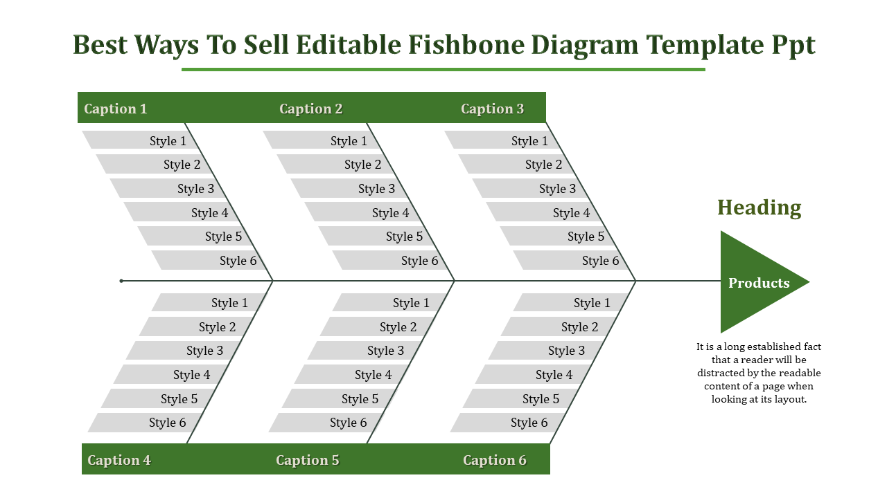 Editable Fishbone Diagram Template PPT for Custom Use