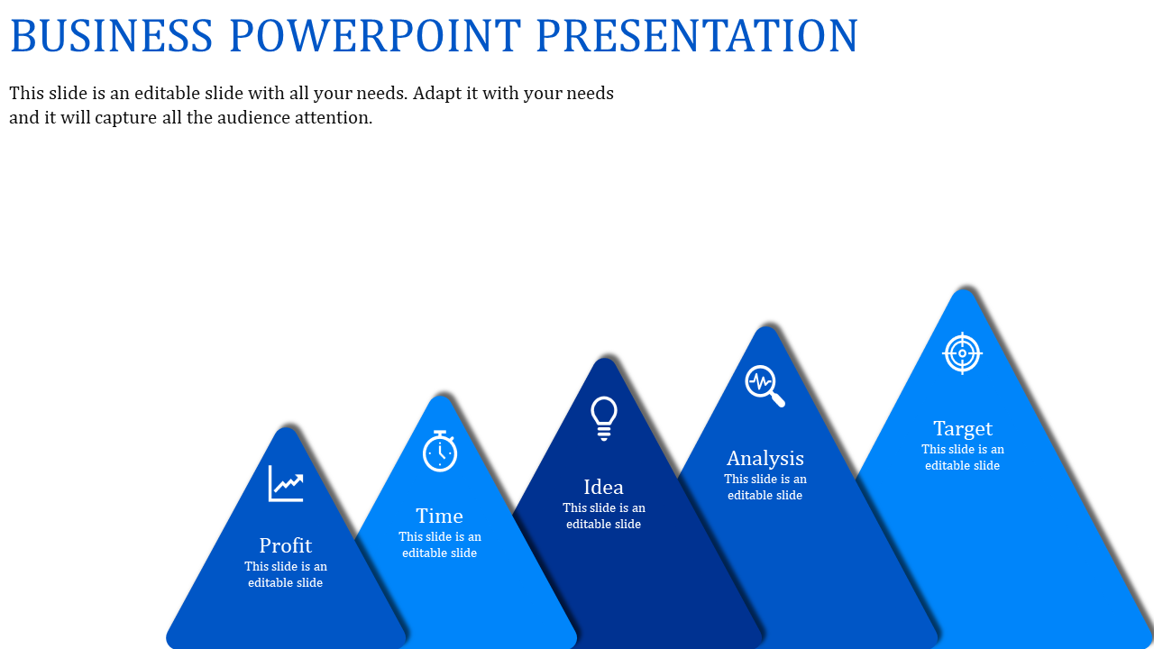 Business PPT Design And Google Slides With Triangle Model