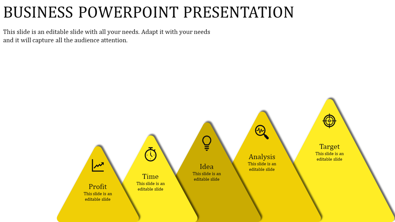 Business PowerPoint Design Template with Five Nodes