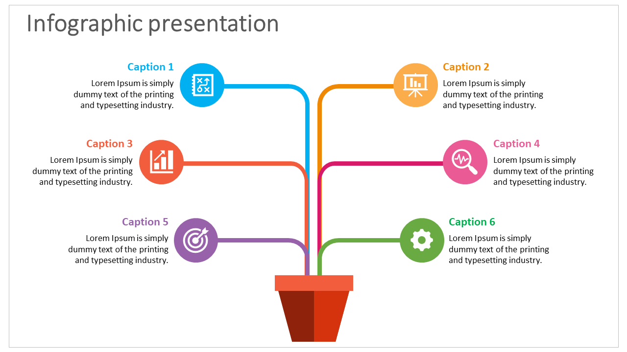 Colourful Flower Pot Infographics Presentation Themes