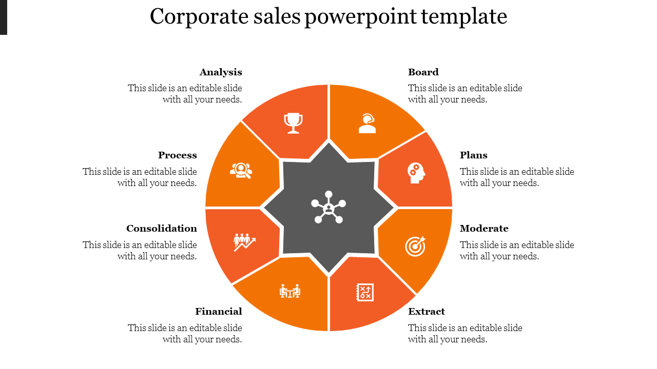 Best Corporate Sales Presentation PPT With Eight Nodes