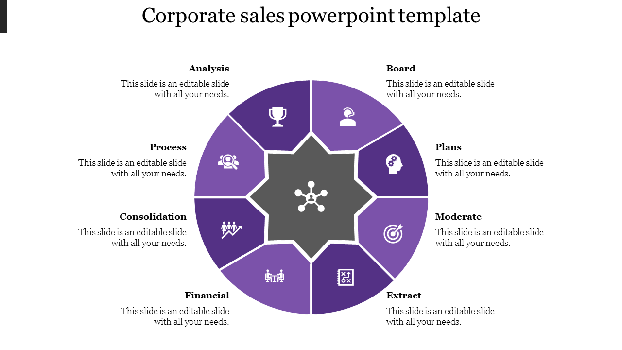 Use Corporate Sales Presentation PPT In Purple Color