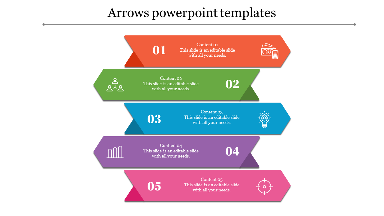 Multicolored Arrows PowerPoint Templates for Process Flow