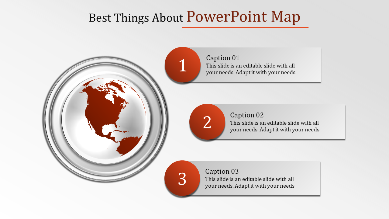 Silver Themed World Map PowerPoint Template & Google Slides