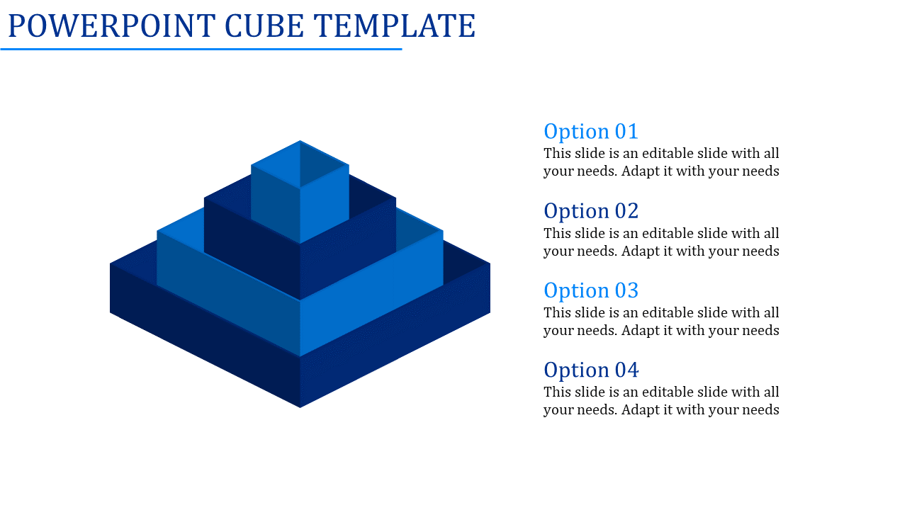 PowerPoint Cube Template And Google Slides With Blue Color