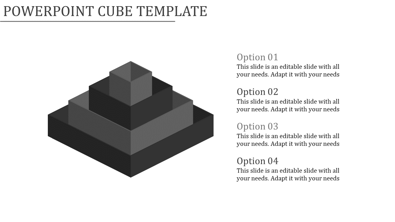 Use Our Cube PowerPoint Template With Grey Color Slide