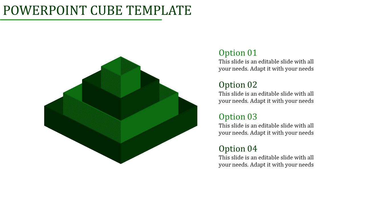 Innovative PowerPoint Cube template and Google slides In Green Color 