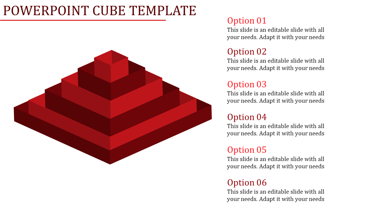 PowerPoint Cube Template And Google Slides In Red Color 