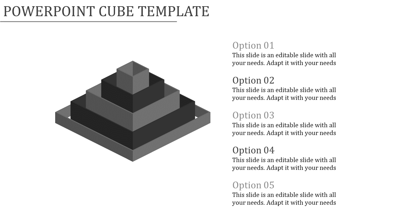 Editable PowerPoint Cube template and Google slides With Five Nodes 