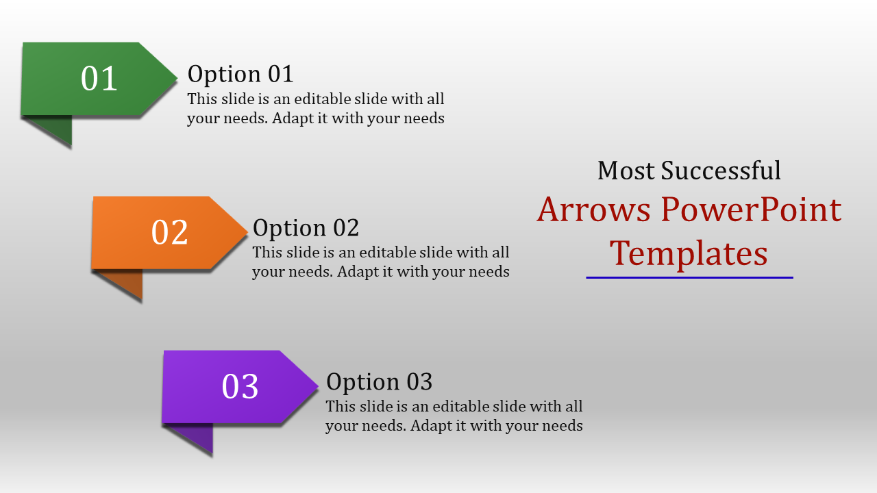 Creative Arrows PowerPoint Templates with Three Nodes