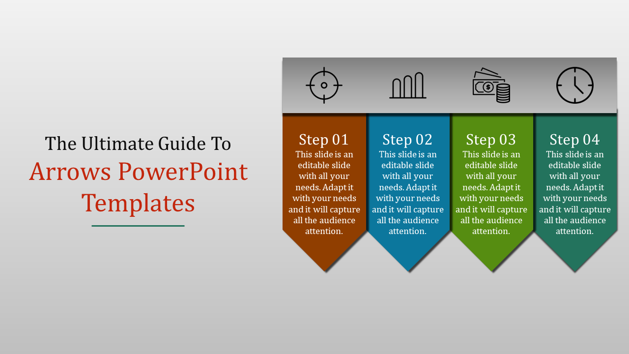 Versatile Arrows PowerPoint Templates with Four Nodes