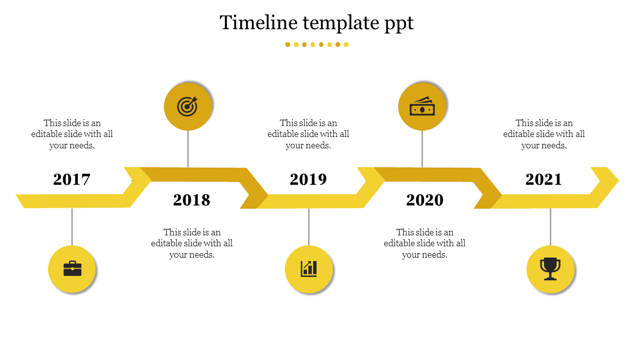 Innovative Timeline Template PPT with Five Nodes Slides