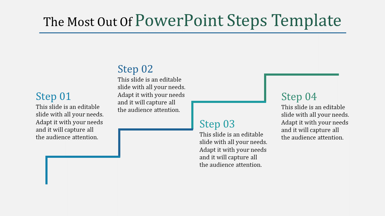 Template design illustrating a step-by-step process with placeholder text areas on a white background.