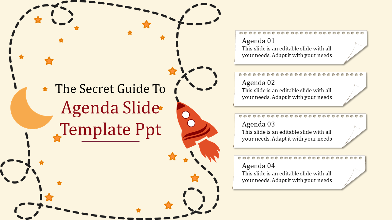 Our Predesigned Agenda Slide Template PPT-Four Node