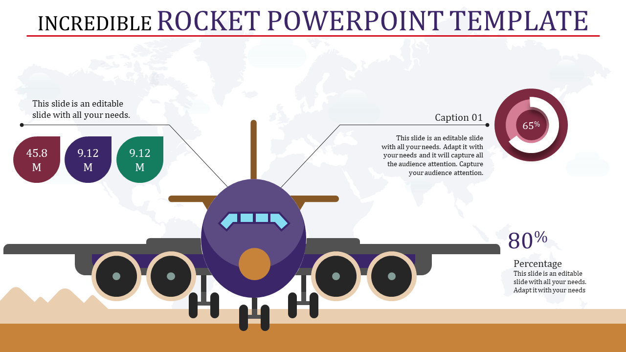 Infographic with a purple and gold rocket illustration with wheels, charts, and statistics over a world map.