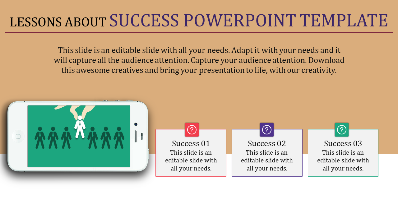  Success PowerPoint Template With Phone Model Design