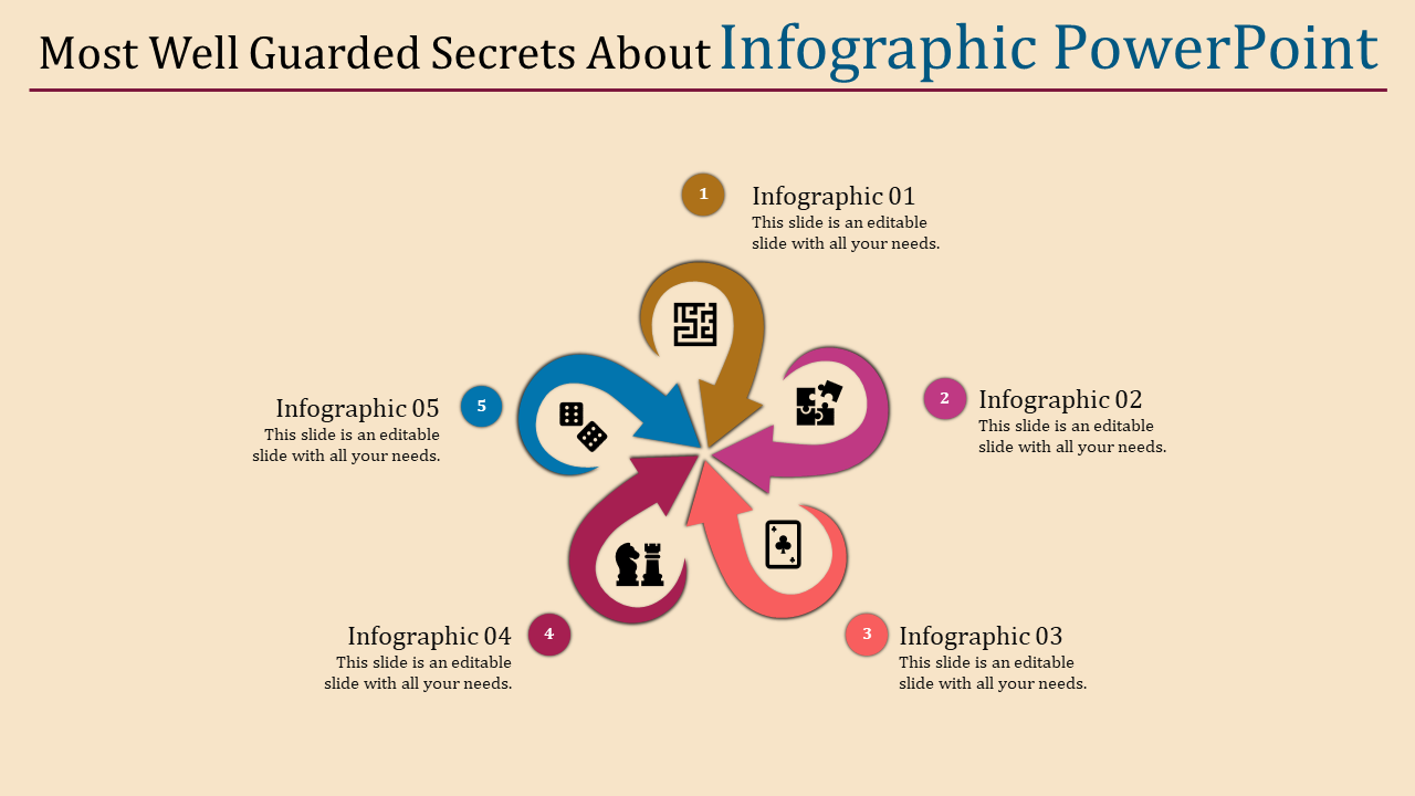 Five Noded Infographic PowerPoint for Data Representation