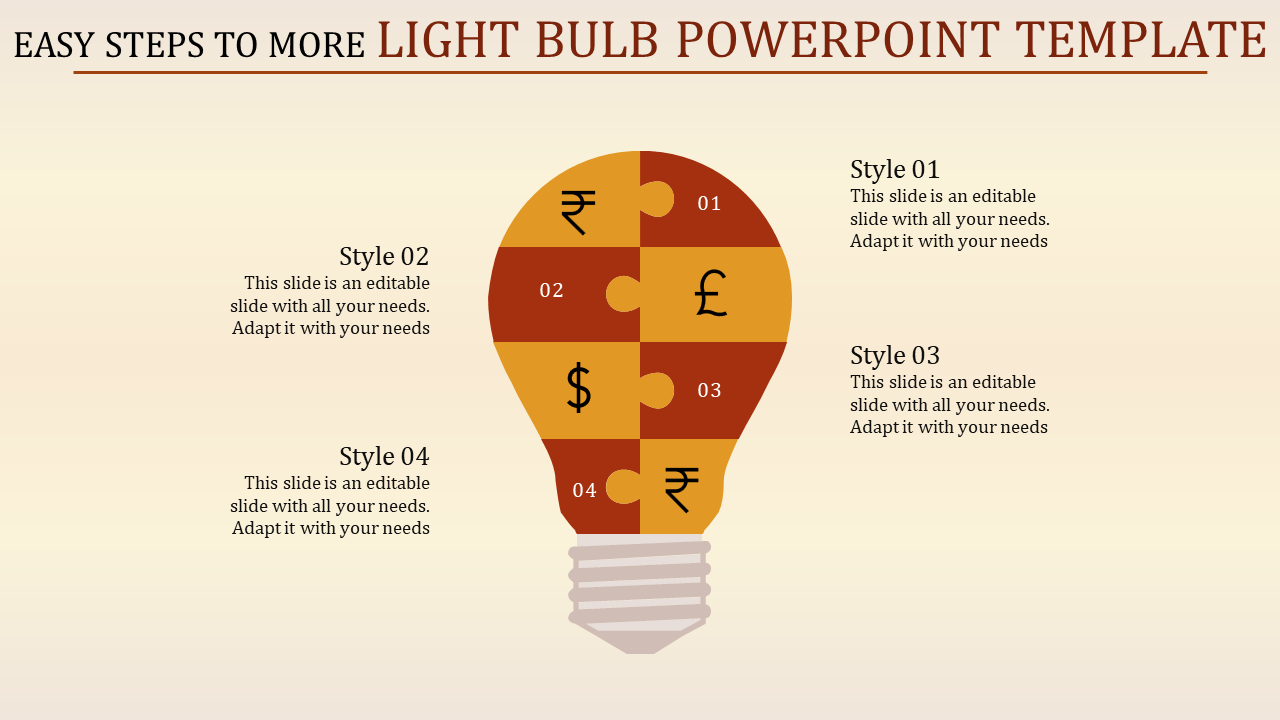 Light Bulb PowerPoint Template for Creative Concepts