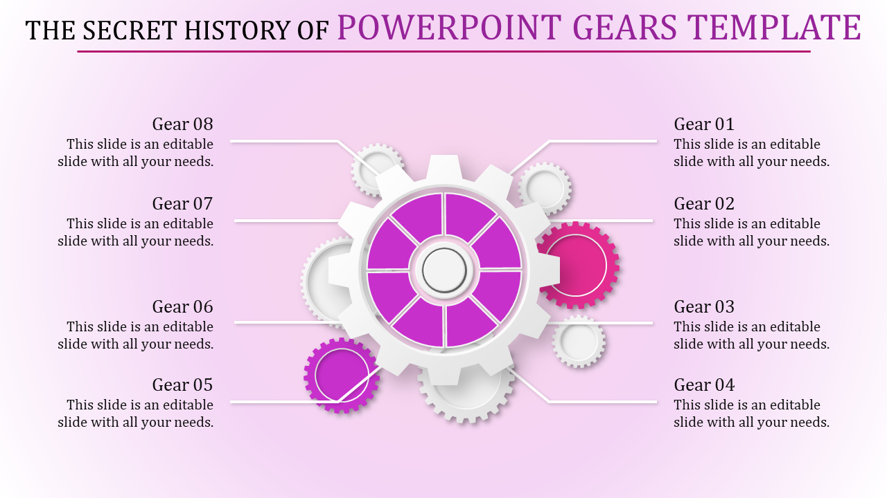 Eight Noded Gears PowerPoint Template and Google Slides