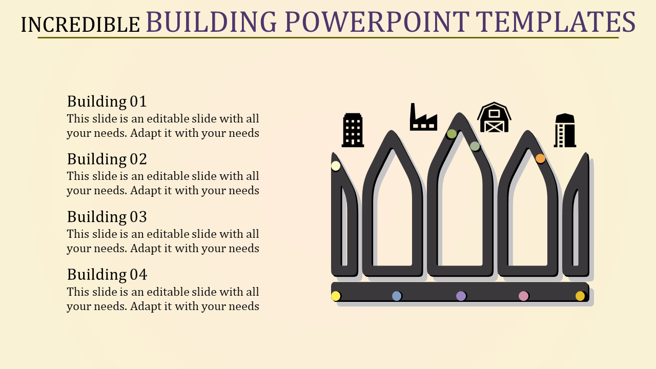 Best Building PowerPoint Templates with Four Nodes