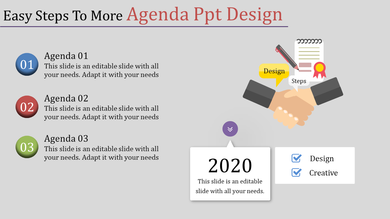 Amazing Agenda PPT Design Slide Template-Three Node