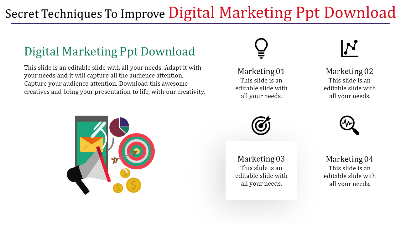 Editable Digital Marketing PPT Download and Google Slides 