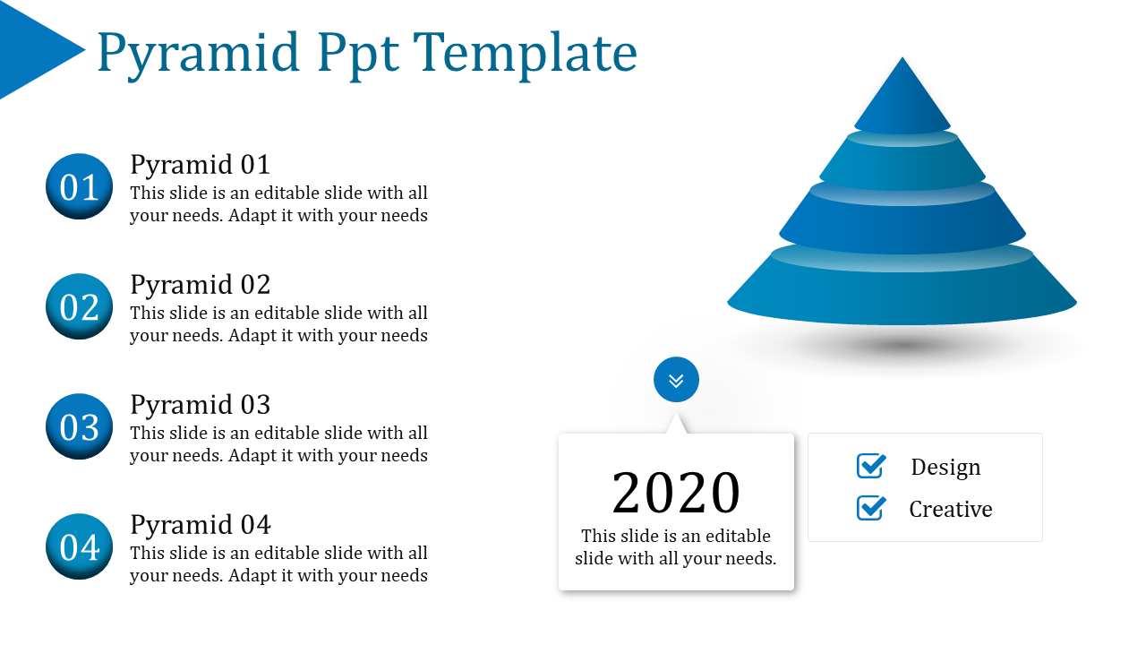 Get Four Node 62692 Pyramid PPT Template-Blue Color