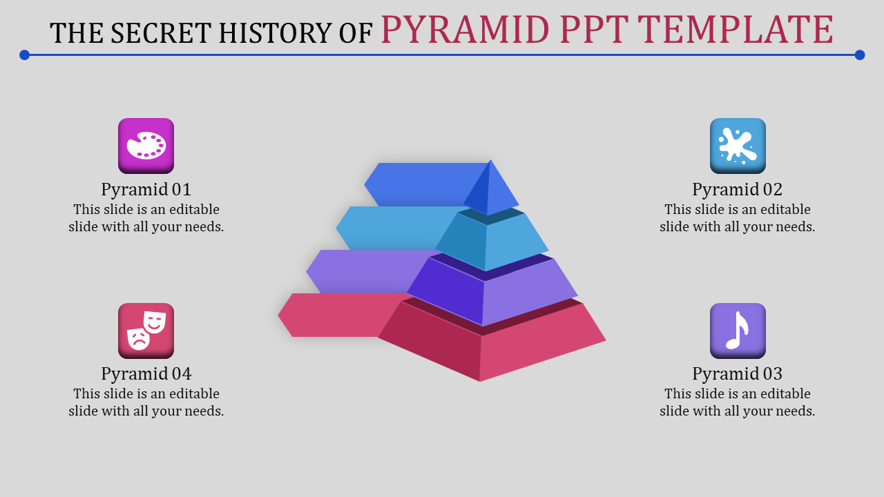 Multicolored Pyramid PPT Template for Process Breakdown