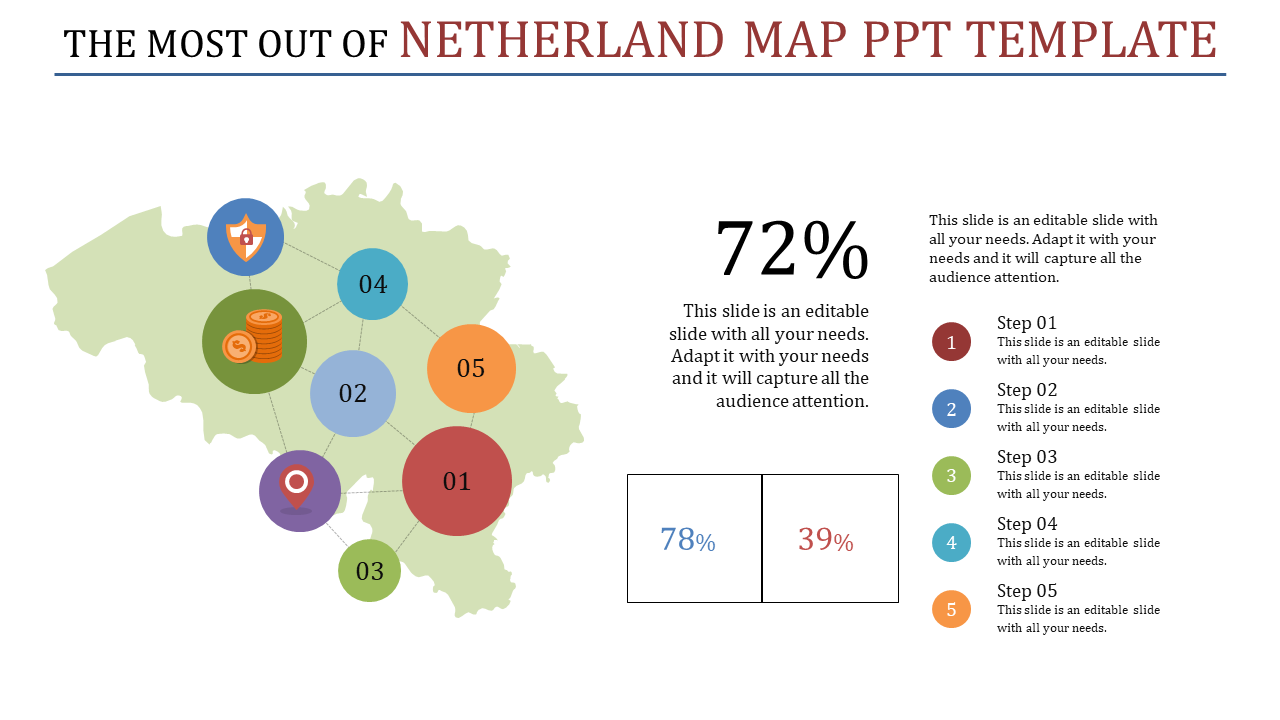 Multi Node Netherland Map PowerPoint template and Google Slides