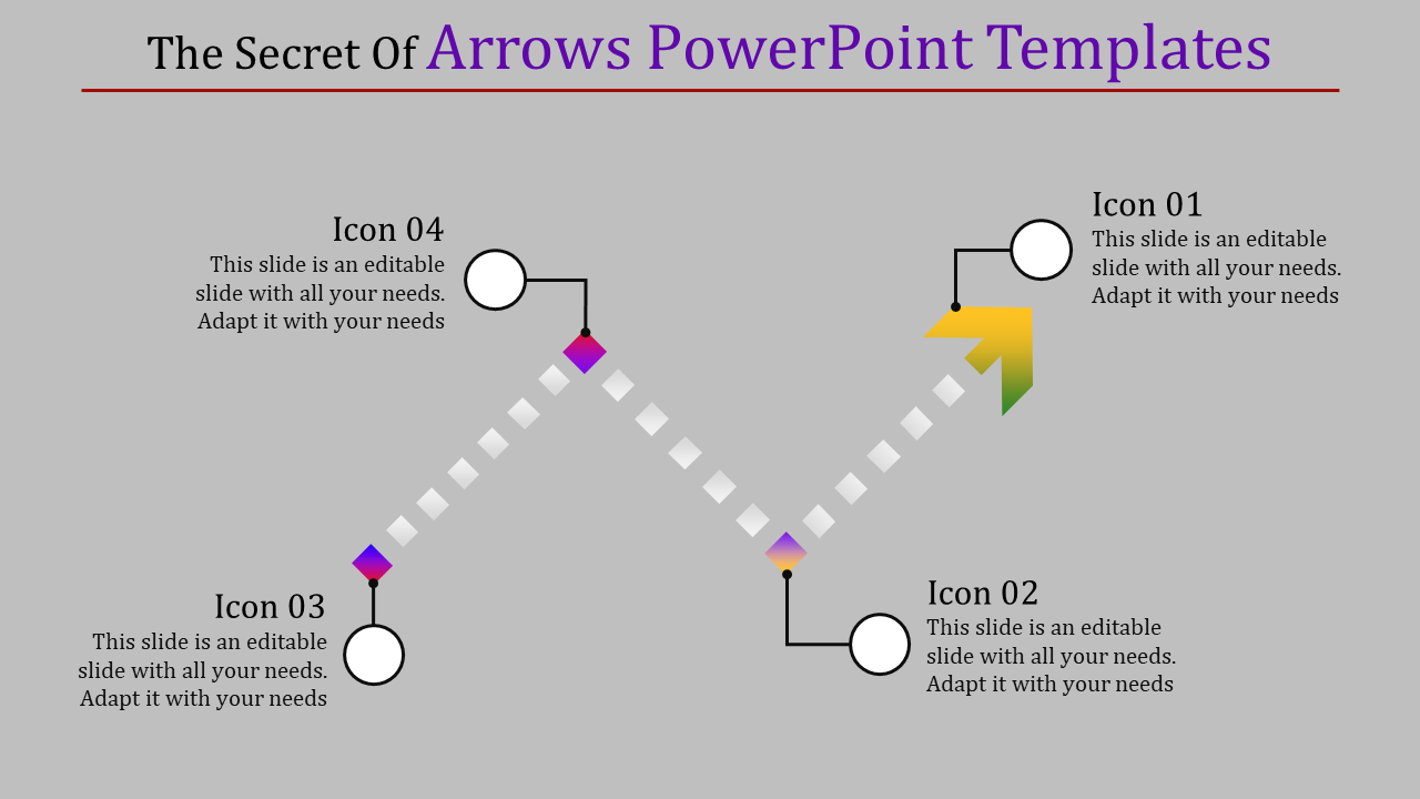 Four Noded Arrows PowerPoint Templates for Process Flow