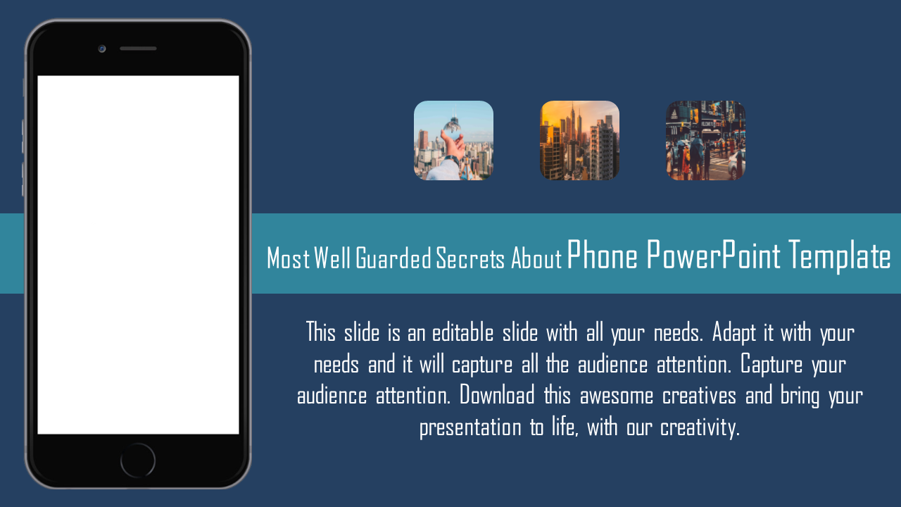 Phone PowerPoint template and Google slides With Blue Background