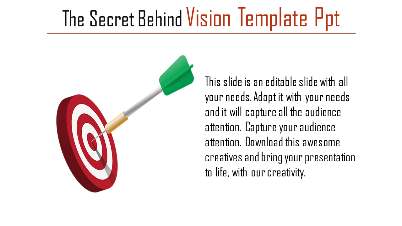 Buy Our Vision PPT Template With 3D Bull Eye