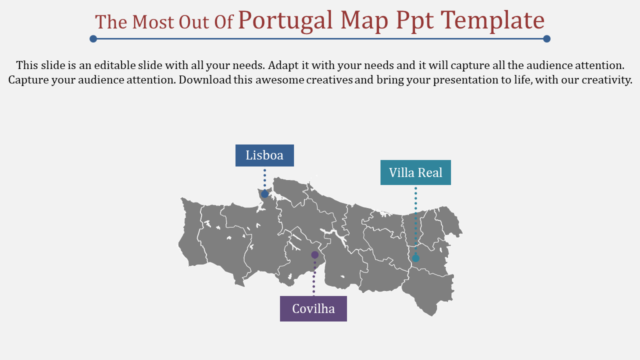 Attractive Portugal Map PPT Slide Presentation